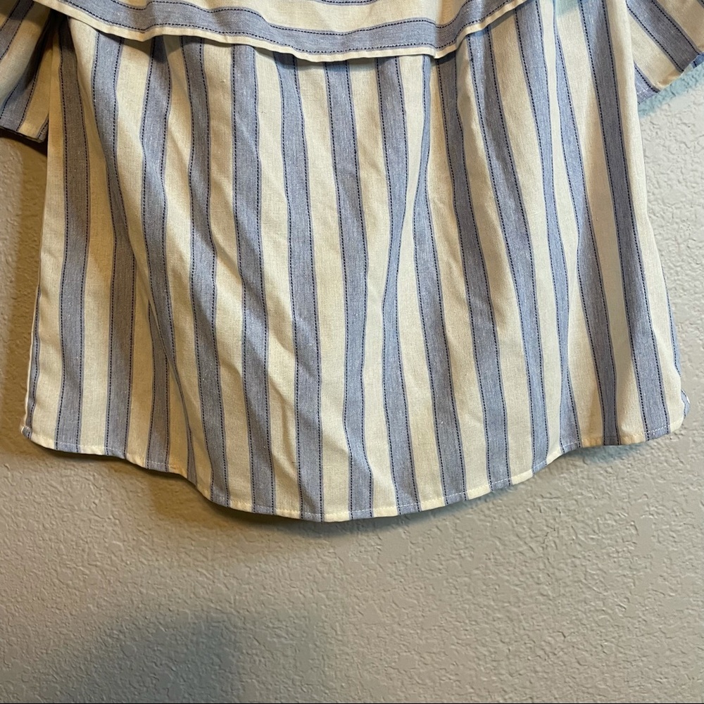 Lumiere Off Shoulder Ruffle Striped Blouse - Picture 9 of 10